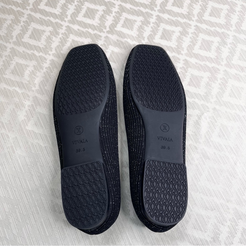 Vivaia Women’s Margot Square Toe Black Glitter Shoes Size 39.5 or 8.5 US - Picture 6 of 8